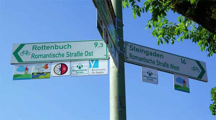 De Romantische Strasse fietsroute is goed bewegwijzerd